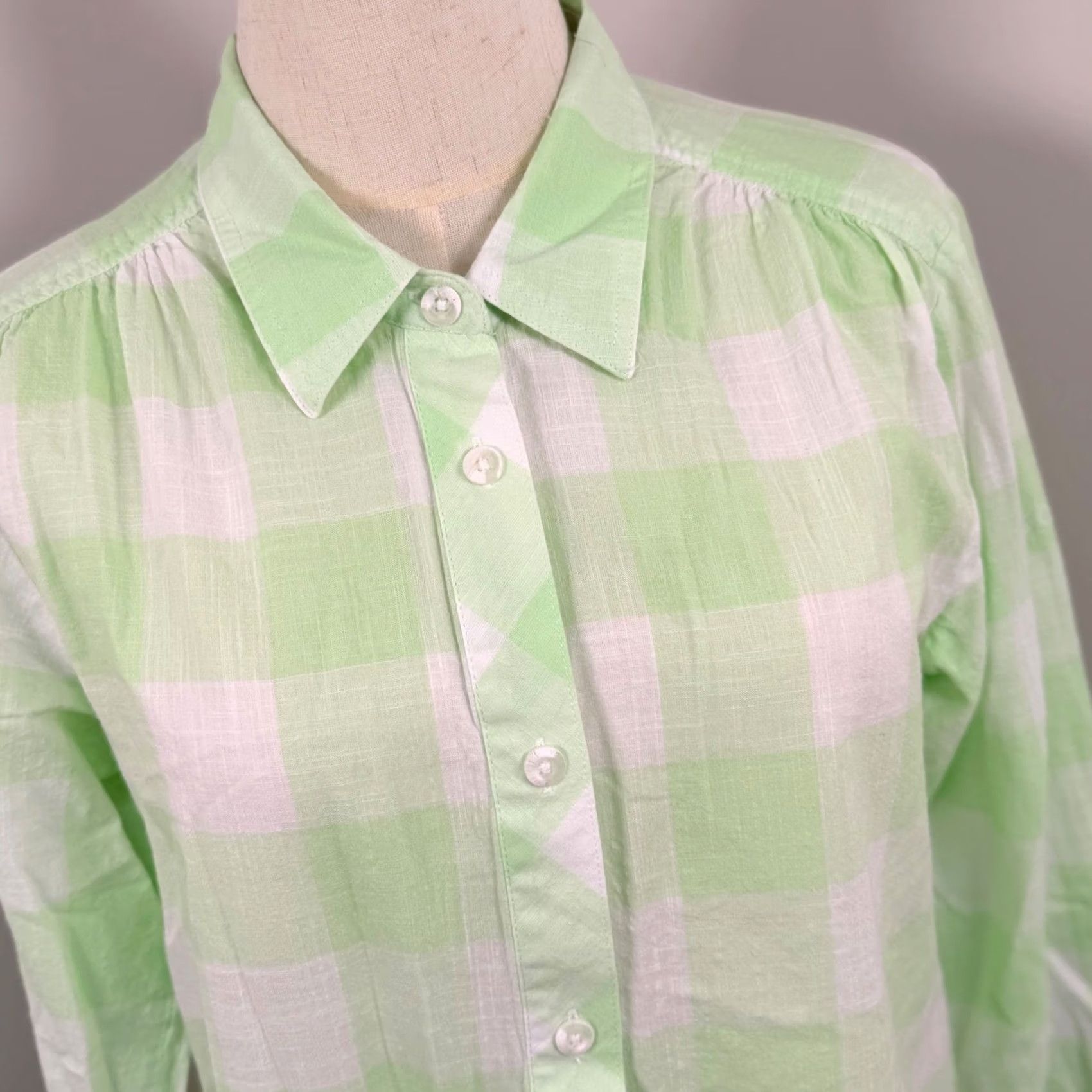 Vintage Columbia Camp Henry Womens S Long Sleeve Gingham Button-Up Shirt Picnic Lightweight Green Check Shirt Women’s Small LS Size S / US 4 / IT 40 - 2 Thumbnail
