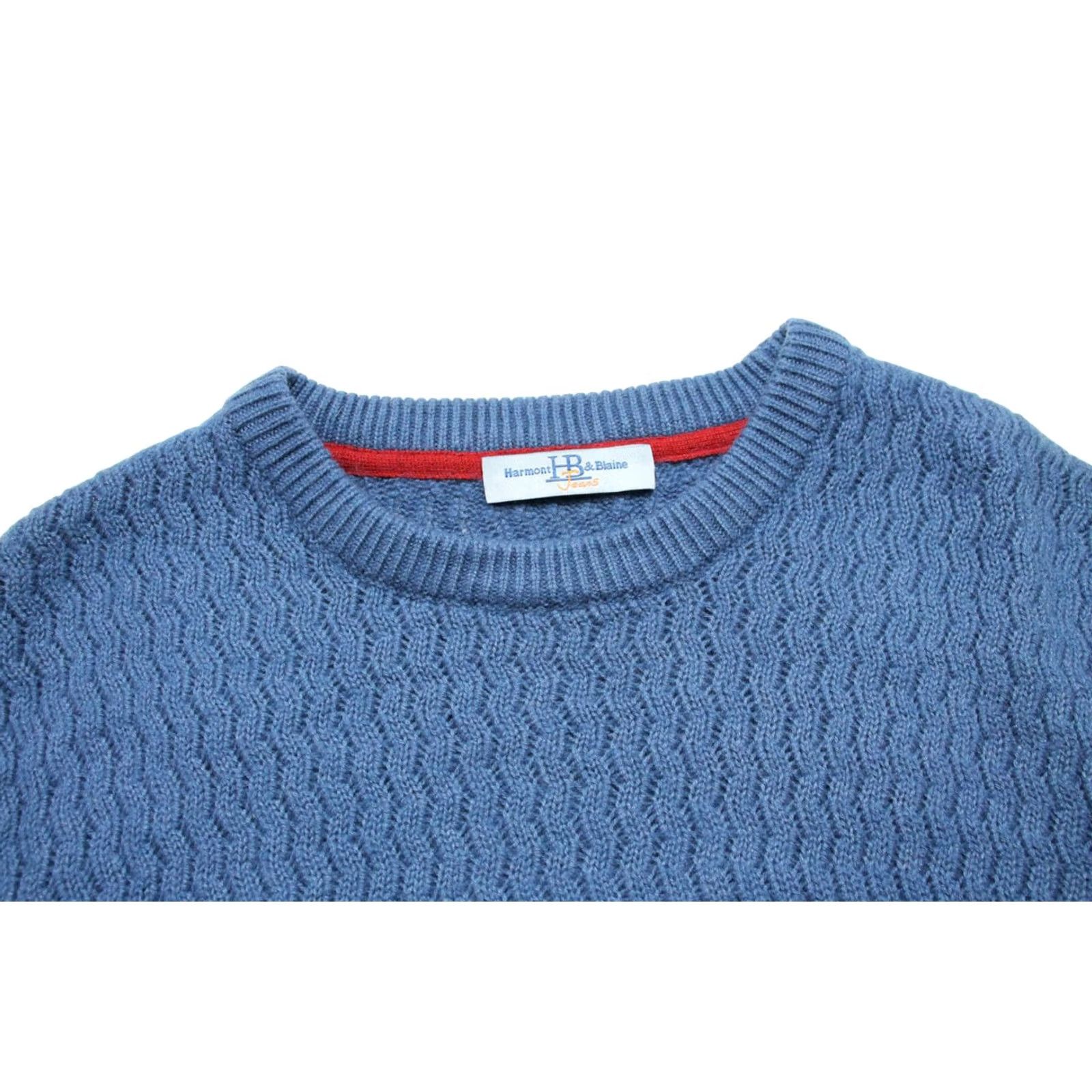 Harmont & Blaine Harmont & Blaine Jumper Men's MEDIUM Wool Blend Crew Neck Pullover Knit Blue Size US M / EU 48-50 / 2 - 4 Thumbnail