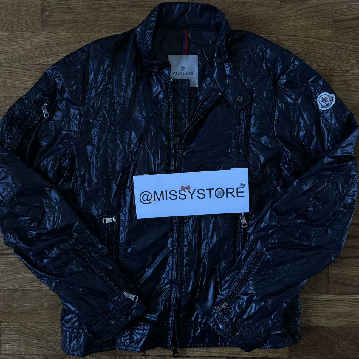 Moncler Moncler Nylon Bomber Navy Jacket Logo Shiny Rare Hype Size US M / EU 48-50 / 2 - 18 Thumbnail