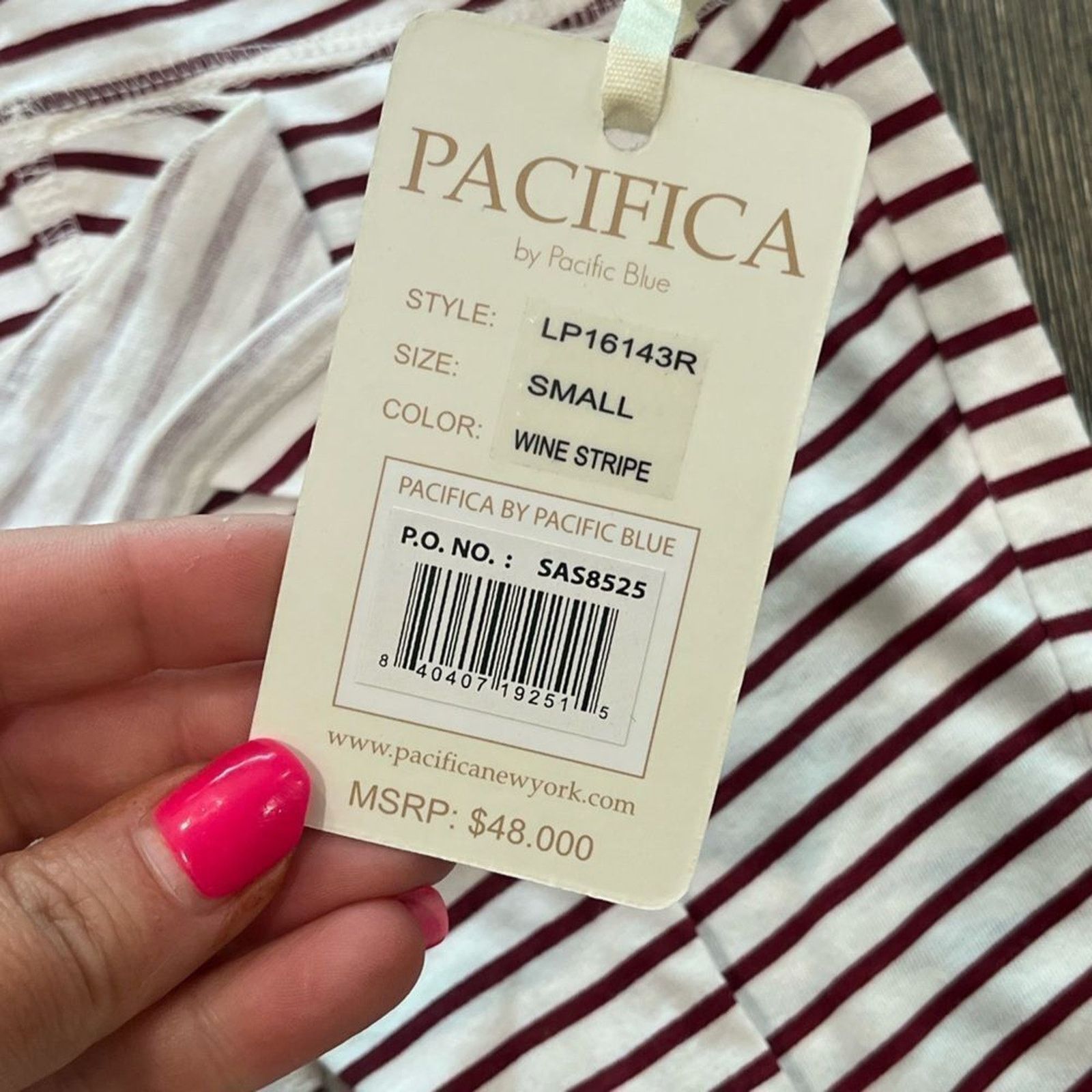 Vintage NWT Pacifica by Pacific Wine Stripe 100% Cotton Pants Size S Size 26" / US 2 / IT 38 - 5 Thumbnail