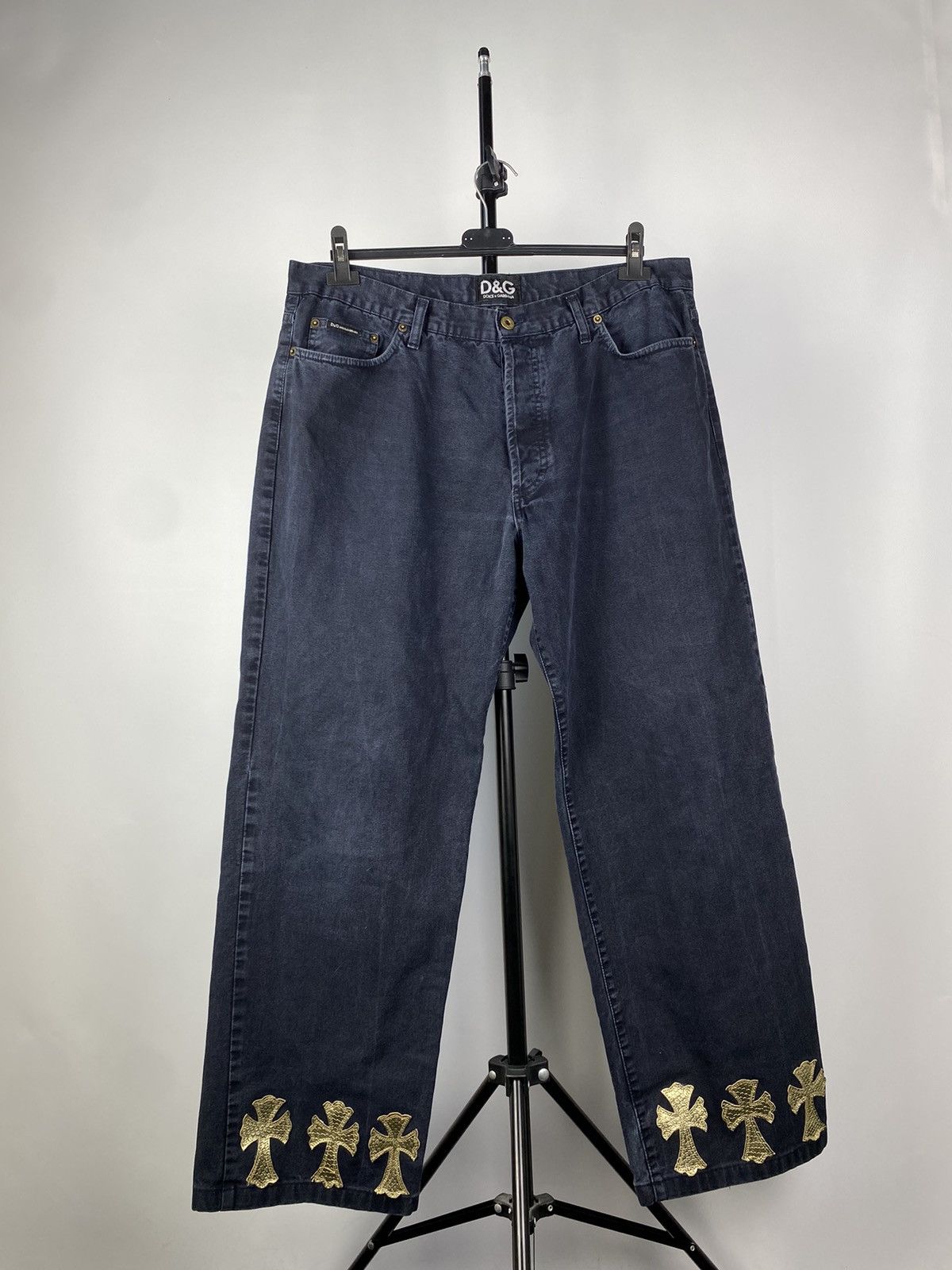 Dolce & Gabbana Dolce & Gabbana Double BIG LOGO Faded Black Denim Pants Size US 37 - 2 Thumbnail