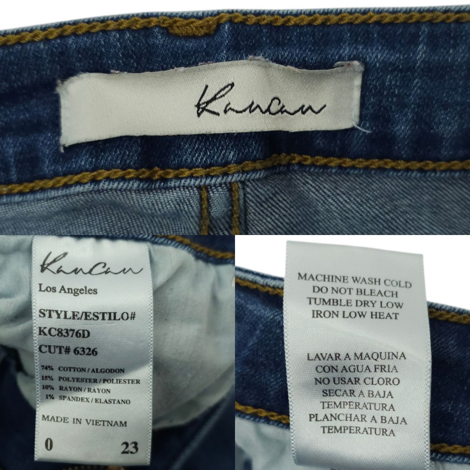 Kancan USA KanCan Gemma Skinny Jean 0/23 Mid Rise Distressed Raw Hem Size 22" - 8 Thumbnail