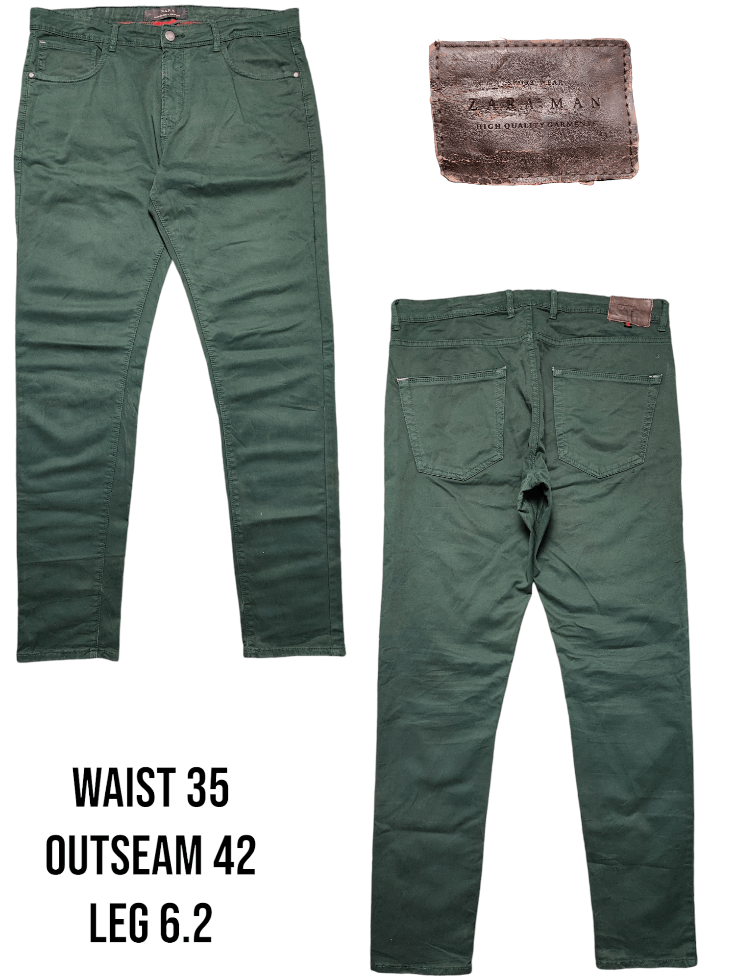 Vintage × Zara Zara Denim Distress Green Size US 35 - 1 Thumbnail