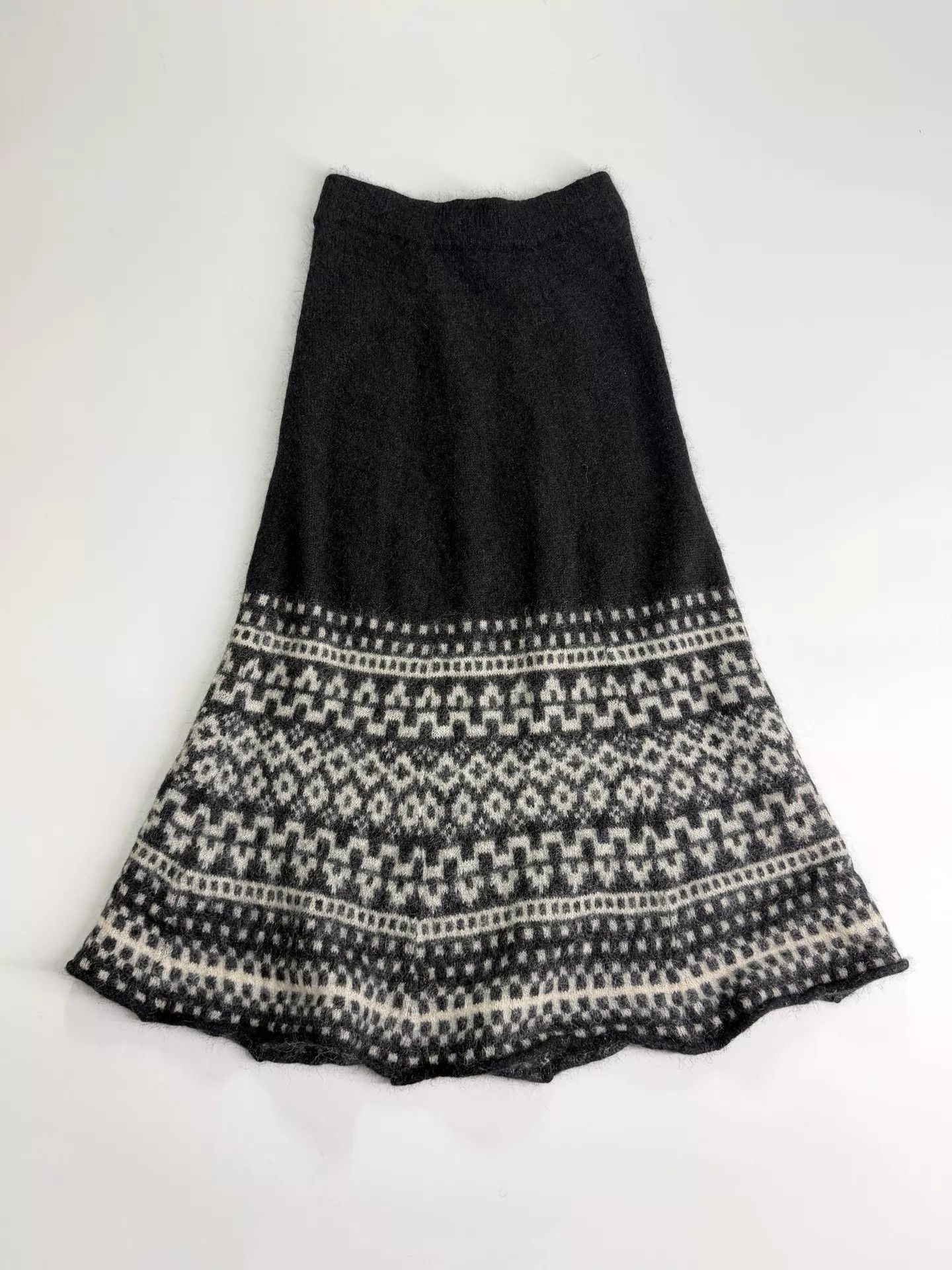 Yohji Yamamoto Yohji Yamamoto Y's F.I. Wool Midi Skirt Black/White Size F Size 27" / US 4 / IT 40 - 3 Thumbnail
