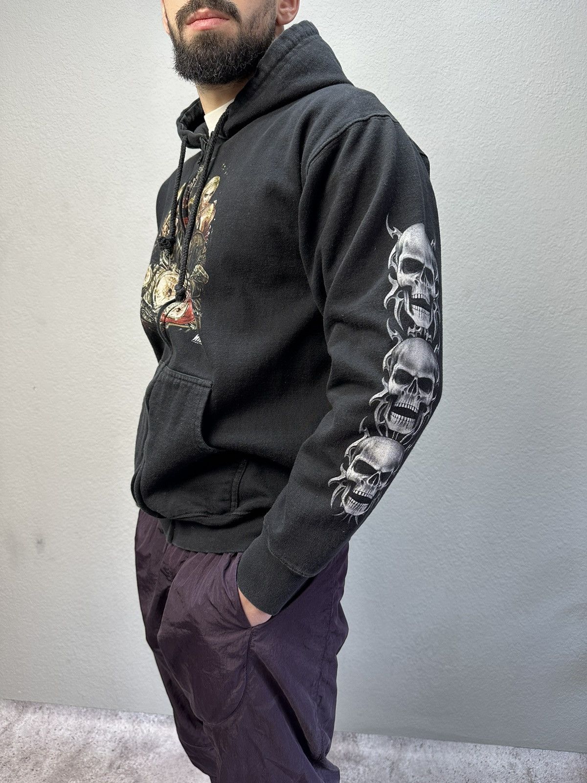 Japanese Brand × Vintage Vintage Distressed Hoodie Death Big Logo Y2K Ed Hardy Style Size US M / EU 48-50 / 2 - 10 Thumbnail