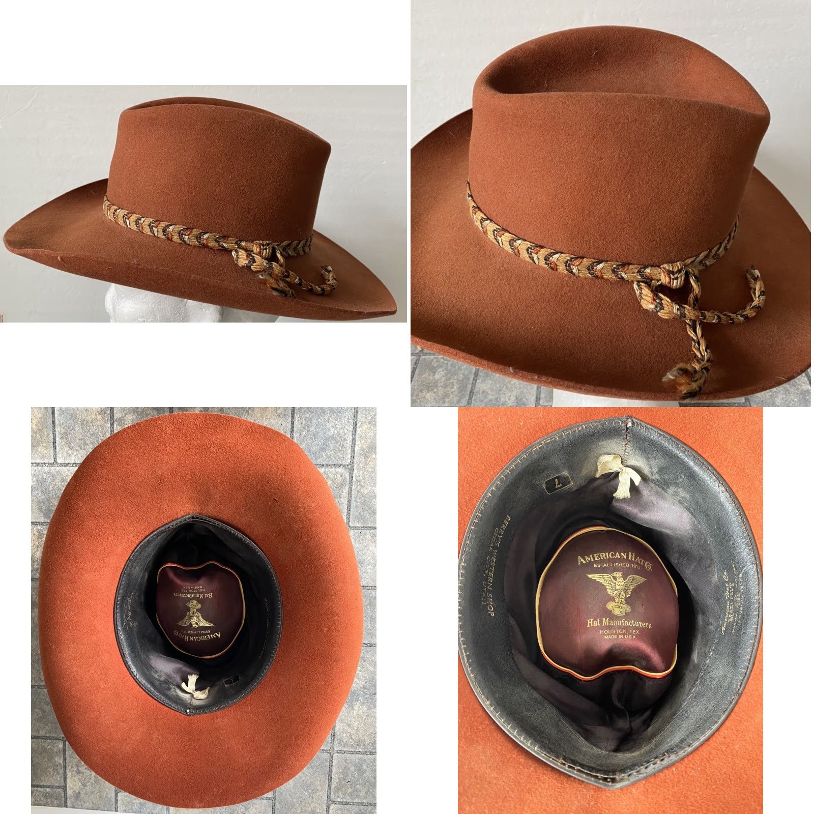 CO VINTAGE American Hat Co Maxi Felt Wool Hat Western Men’s Size 7Made In USA Men Wool Western Hat Size 7 USA Size ONE SIZE - 8 Thumbnail