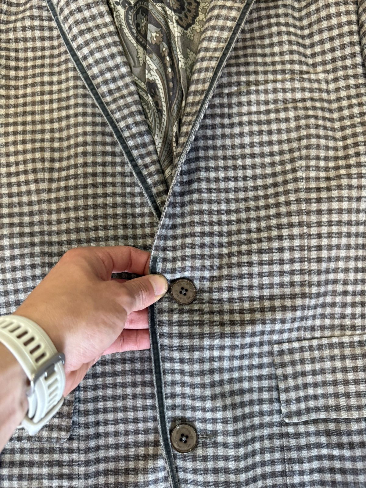 Etro ETRO Blazer 50IT40US Check Jacket Cotton Silk Paisley Lining Size 40R - 5 Thumbnail