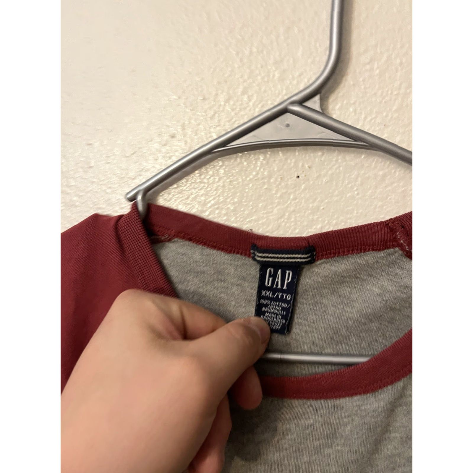 Gap VINTAGE Gap Men’s Short 3/4 Sleeve Raglan Tee Baseball Gray 2XL Size US 39 - 2 Thumbnail