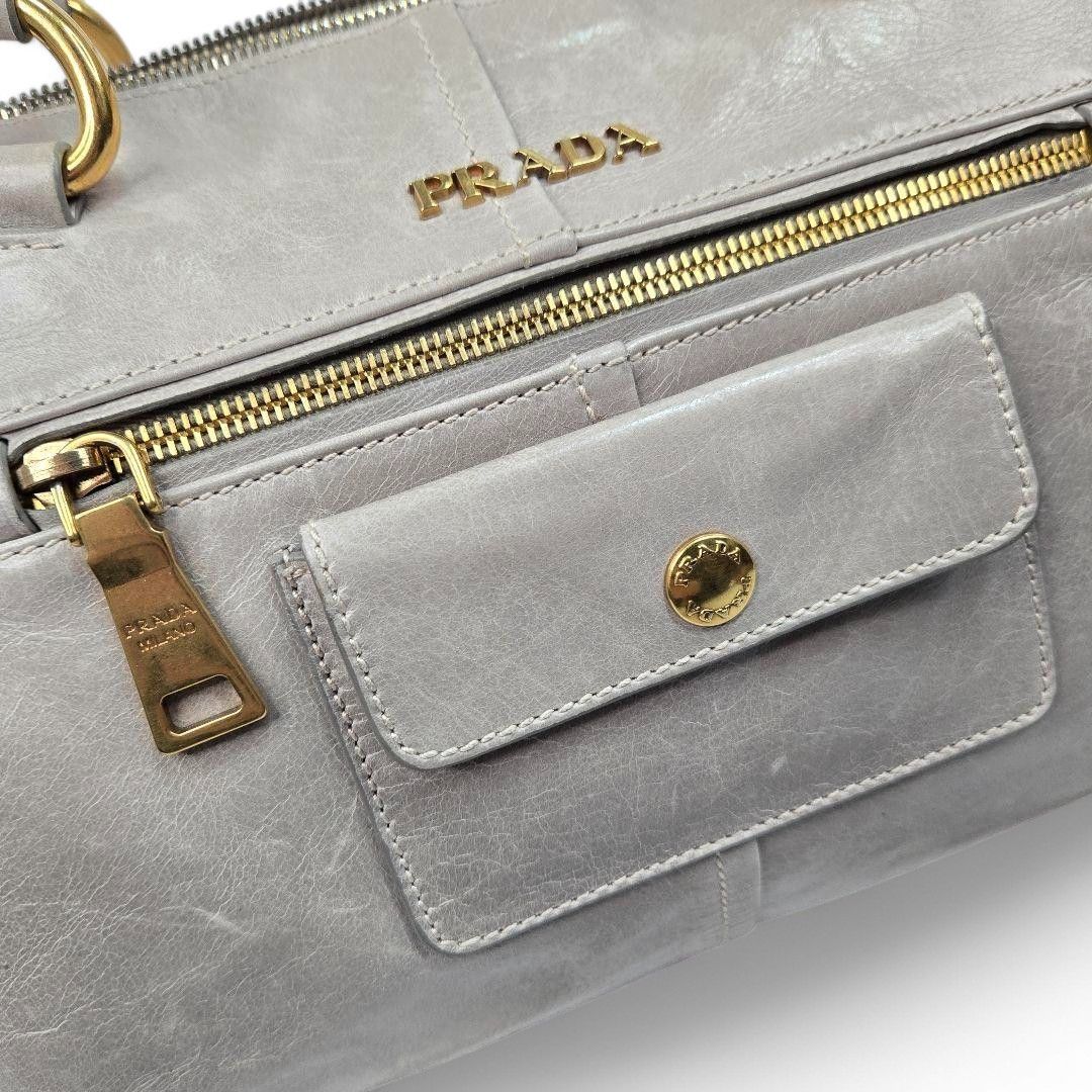 Prada Prada - Saffiano Gray Leather Handbag Shoulder Bag Vintage Size ONE SIZE - 3 Thumbnail