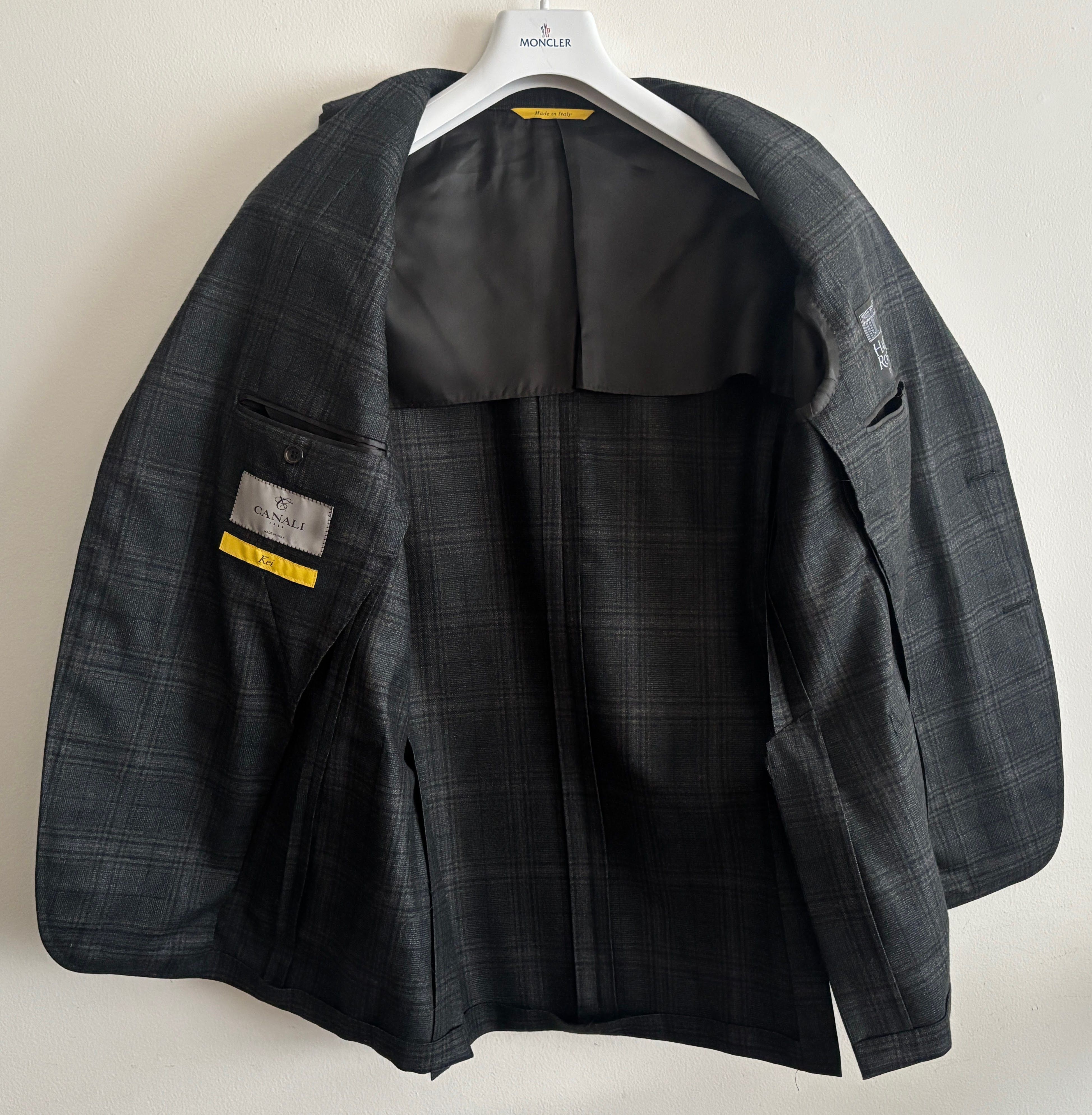 Canali $1835 Kei Unstructured Charcoal Glen Plaid Sport Coat - 42 Size 42R - 7 Thumbnail