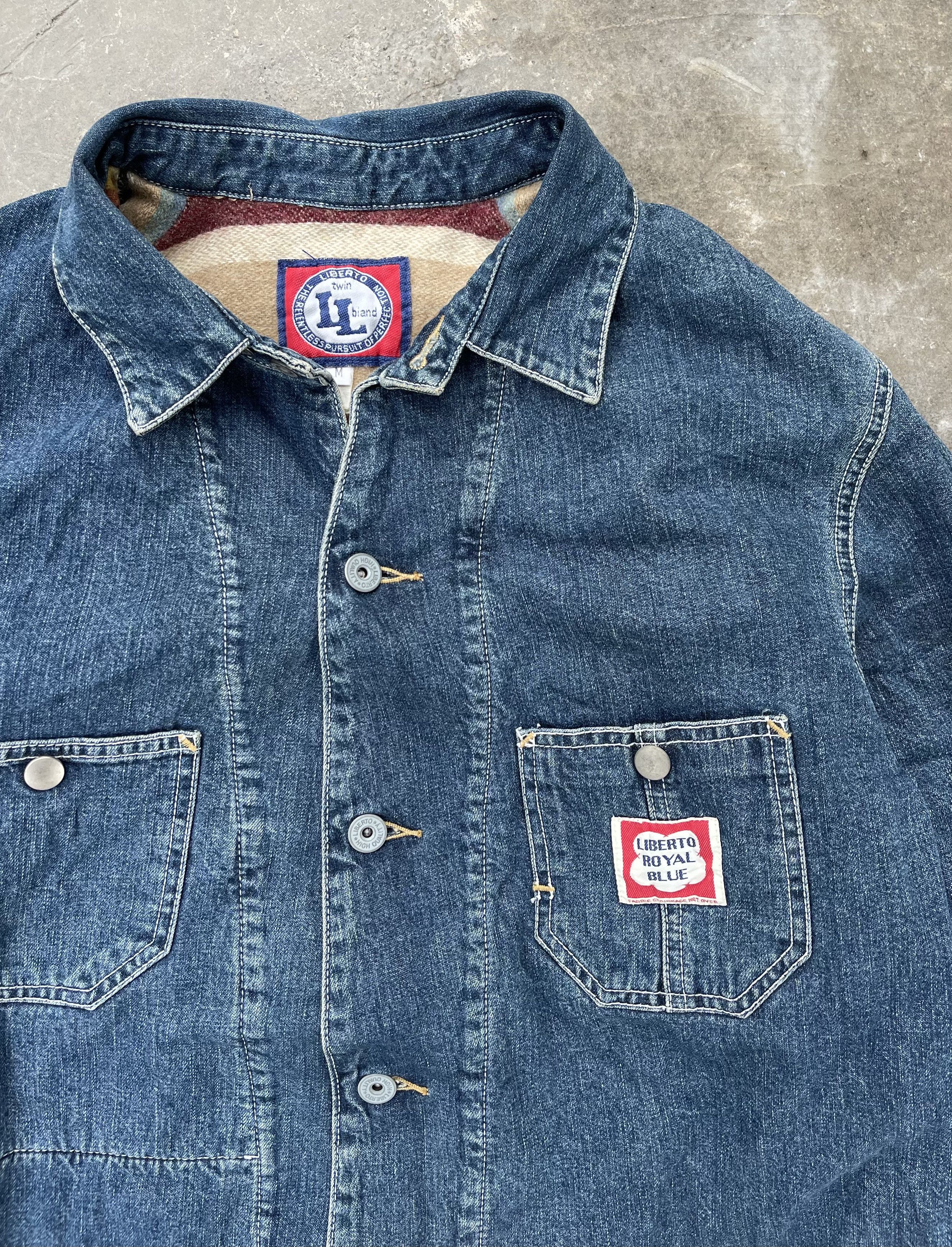 Vintage 🔥Vintage Liberto Italy Blanket Lined Denim Chore Jacket Size US M / EU 48-50 / 2 - 7 Thumbnail