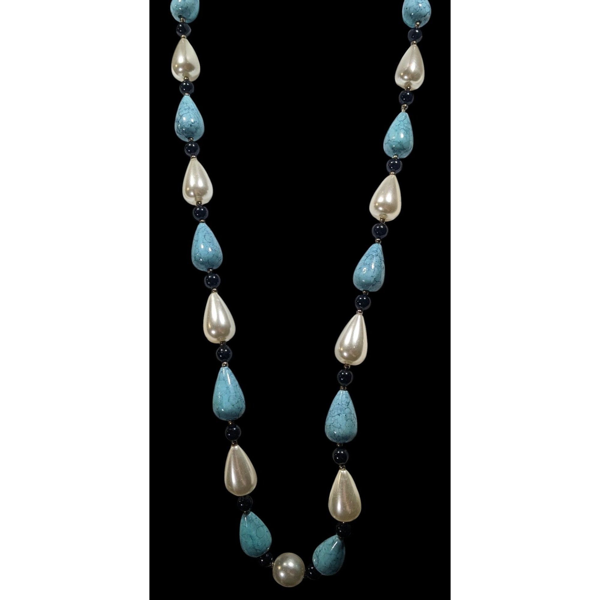 Other Faux Turquoise And Pearl Teardrop Beaded Necklace Size ONE SIZE - 5 Thumbnail