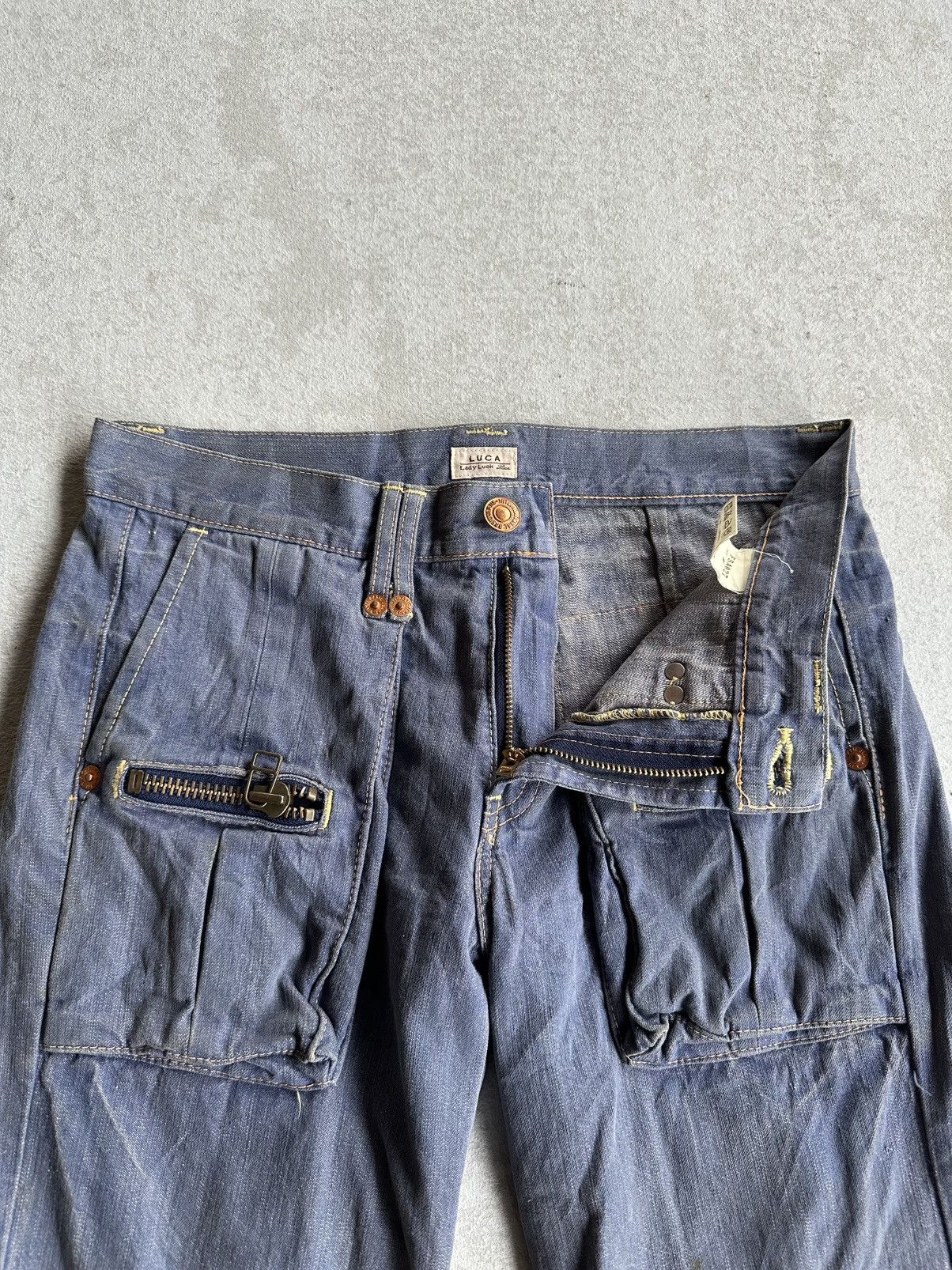Japanese Brand SEND OFFERS 🩸 LUCY Jeans Big Pocket Denim RARE Ankle Pants Size US 30 / EU 46 - 11 Thumbnail
