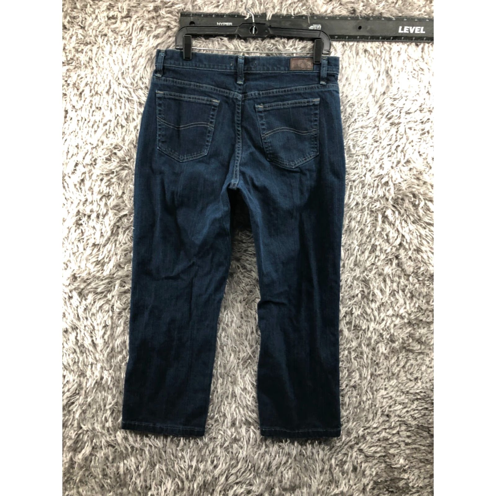 Lee Lee Relaxed Straight Jeans Womens Blue Dark Wash Size 12 Short Modern Series Size 34" / US 12 / IT 48 - 6 Thumbnail