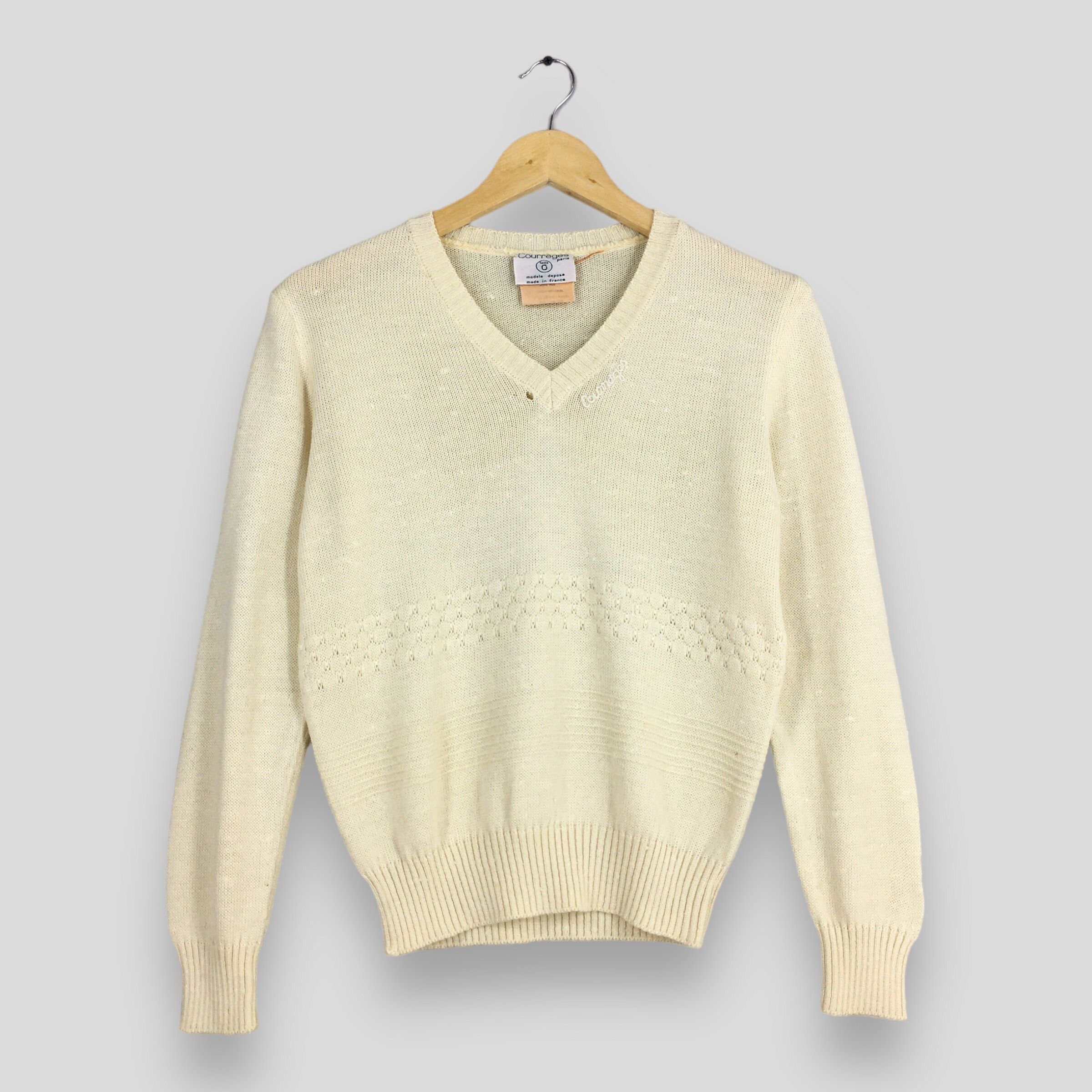 image of 70's Courreges Paris Wool Sweater Xsmall in Yellow, Men's