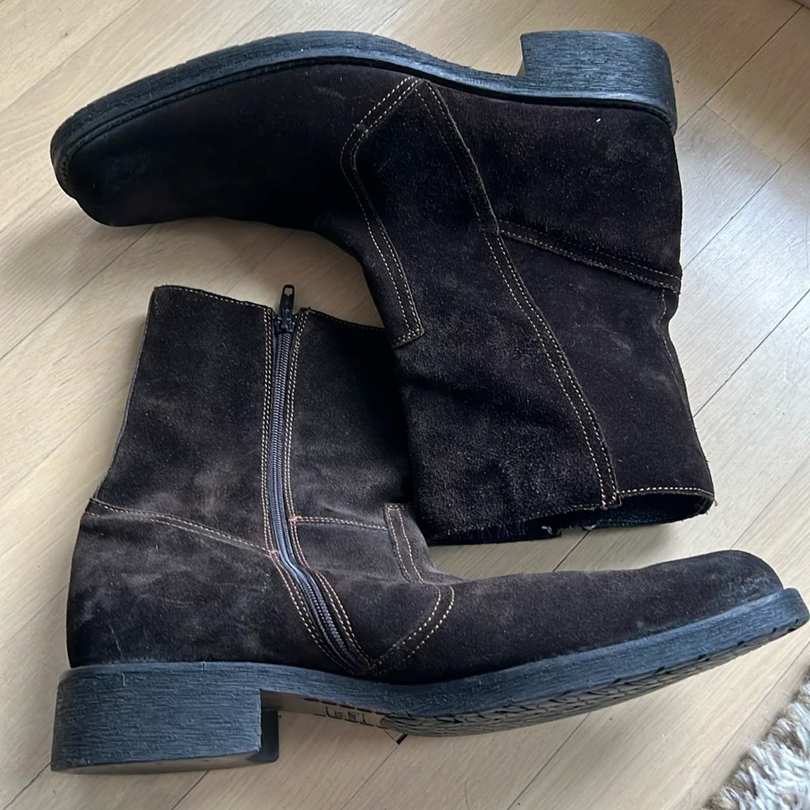 Vintage Men’s chocolate brown suede mid-calf boots size 10.5 Size US 10.5 / EU 43-44 - 1 Thumbnail