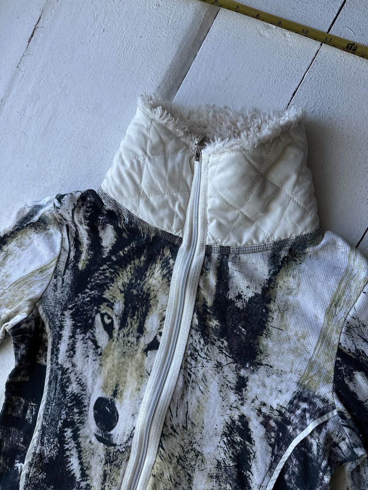 Vintage 🚨 VNTG WOLF OVERPRINT WOMEN ZIP SWEATSHIRT OPIUM Y2K RARE Size M / US 6-8 / IT 42-44 - 6 Thumbnail