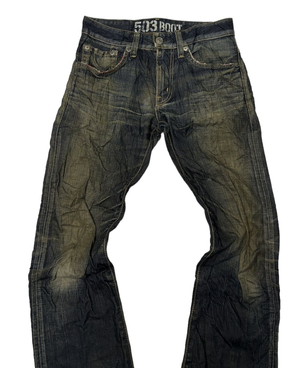 If Six Was Nine FLARED🔥EDWIN 503 MUD WASH BOOTCUT DIRTY DENIM JEANS Size US 32 / EU 48 - 6 Thumbnail