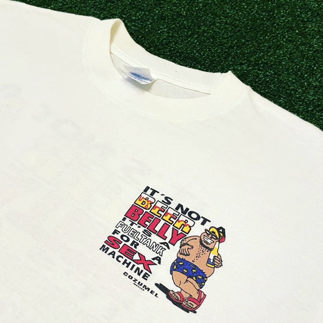 Bell VINTAGE 90s Not A Beer Belly A Sex Fueltank Adult Humor Vulgar Vintage Shirt Mens L White Mens L 90s VTG Shirt Size US L / EU 52-54 / 3 - 2 Thumbnail