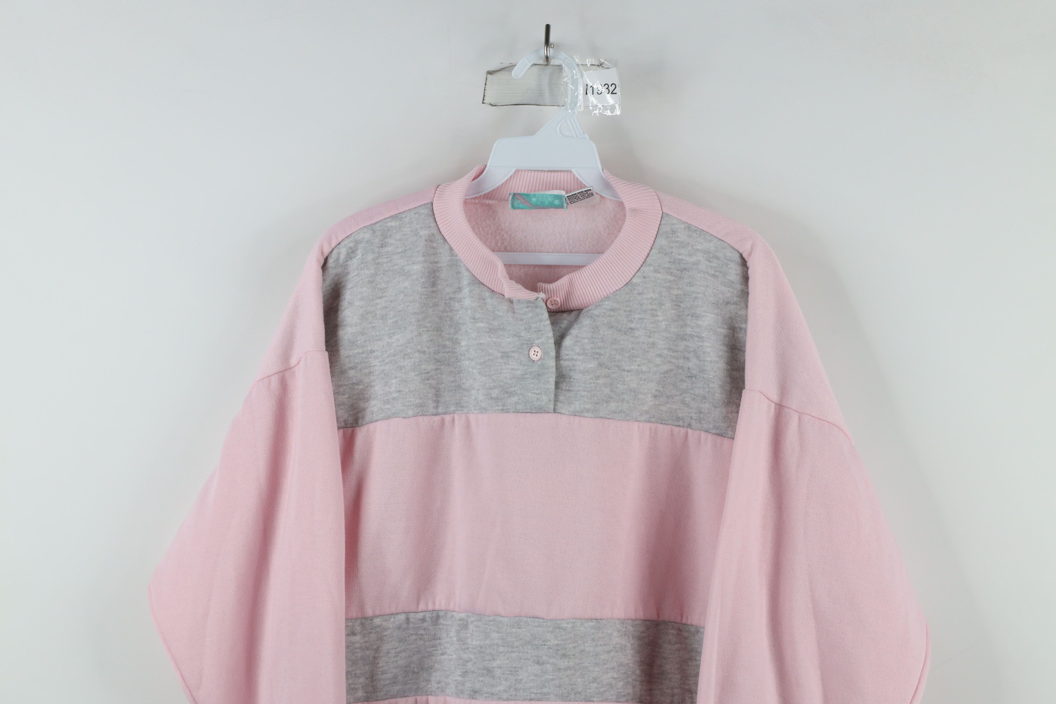 Vintage Vintage 90s Streetwear Block Pullover Henley Sweatshirt Size 3XL / US 20-22 - 2 Thumbnail