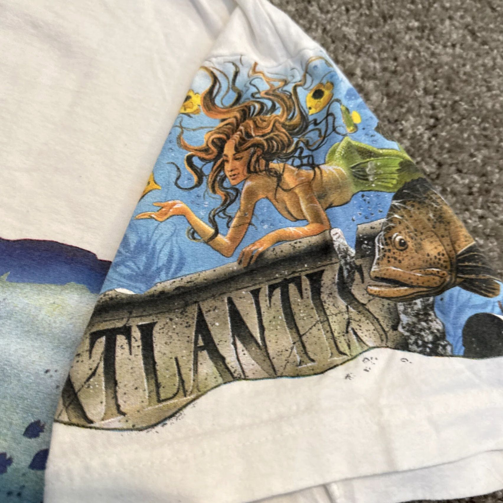 Vintage VTG Caribbean Soul Wrap Around T-Shirt Nature Ocean Fairy White XL 1995 Mens Size US XL / EU 56 / 4 - 7 Thumbnail