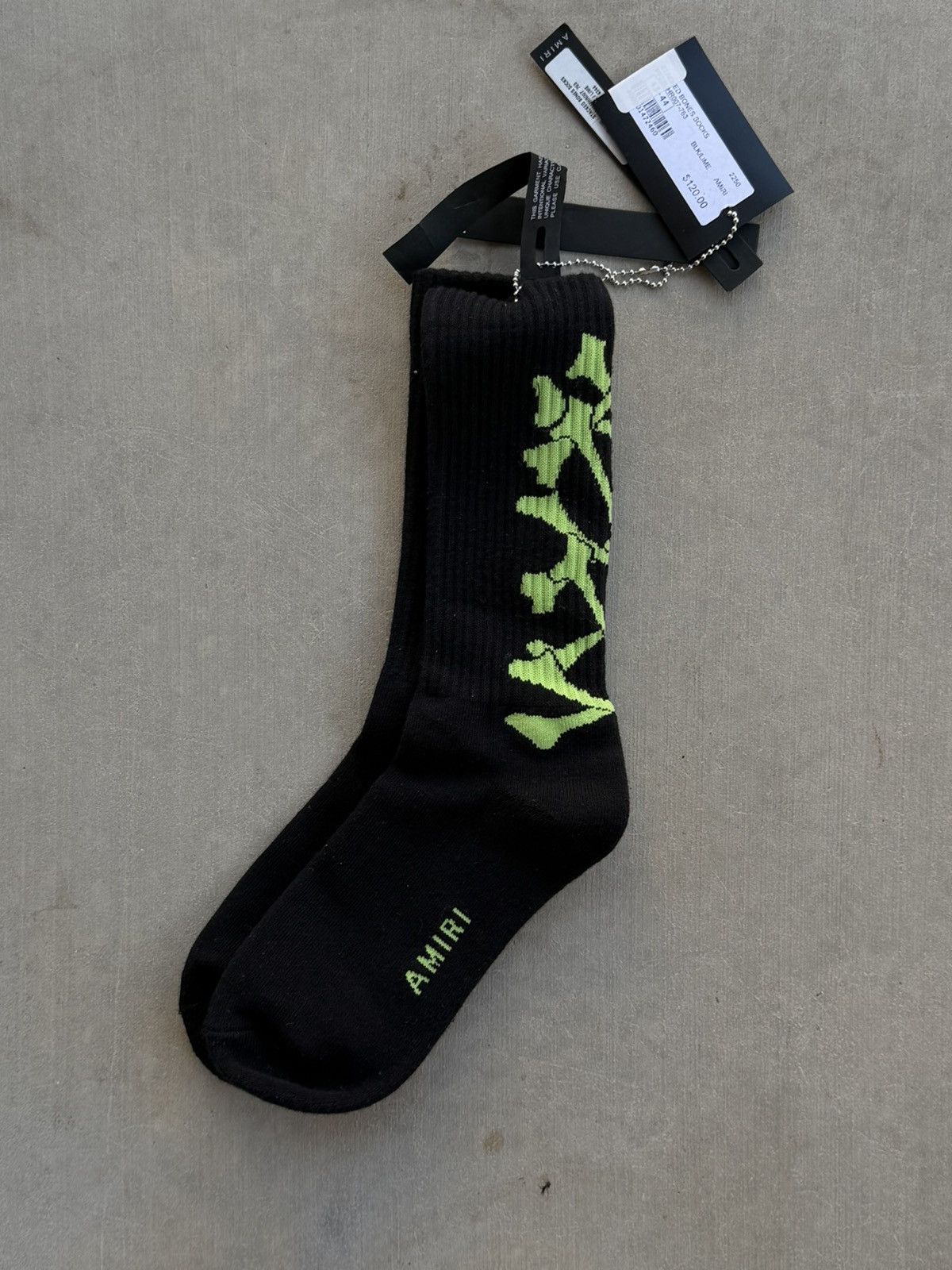 Amiri Amiri Logo Crew Socks – Black / Green (One Size) Size ONE SIZE - 2 Thumbnail