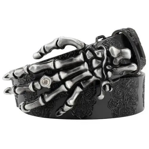 Japanese Brand Skull Leather Embossed Belt Claw Alloy Buckle Size ONE SIZE - 1 Thumbnail
