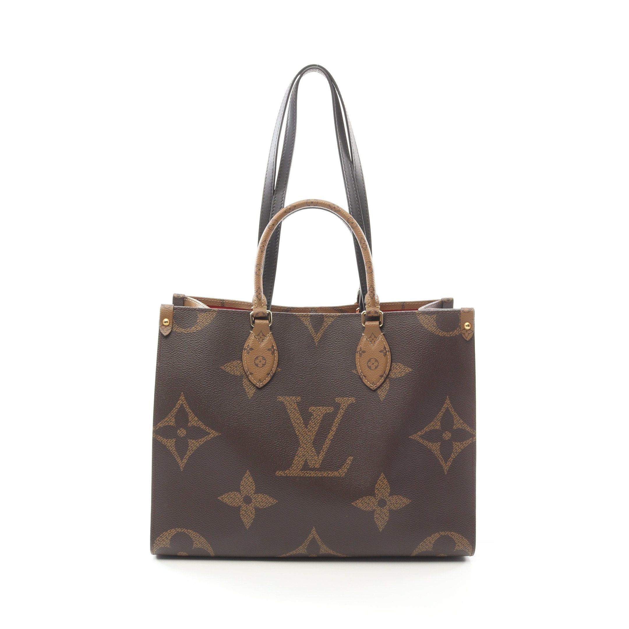 Louis Vuitton Louis Vuitton On-The-Go Mm Monogram Giant Reverse Shoulder Bag Tote Leather Brown Beige Size ONE SIZE - 1 Thumbnail