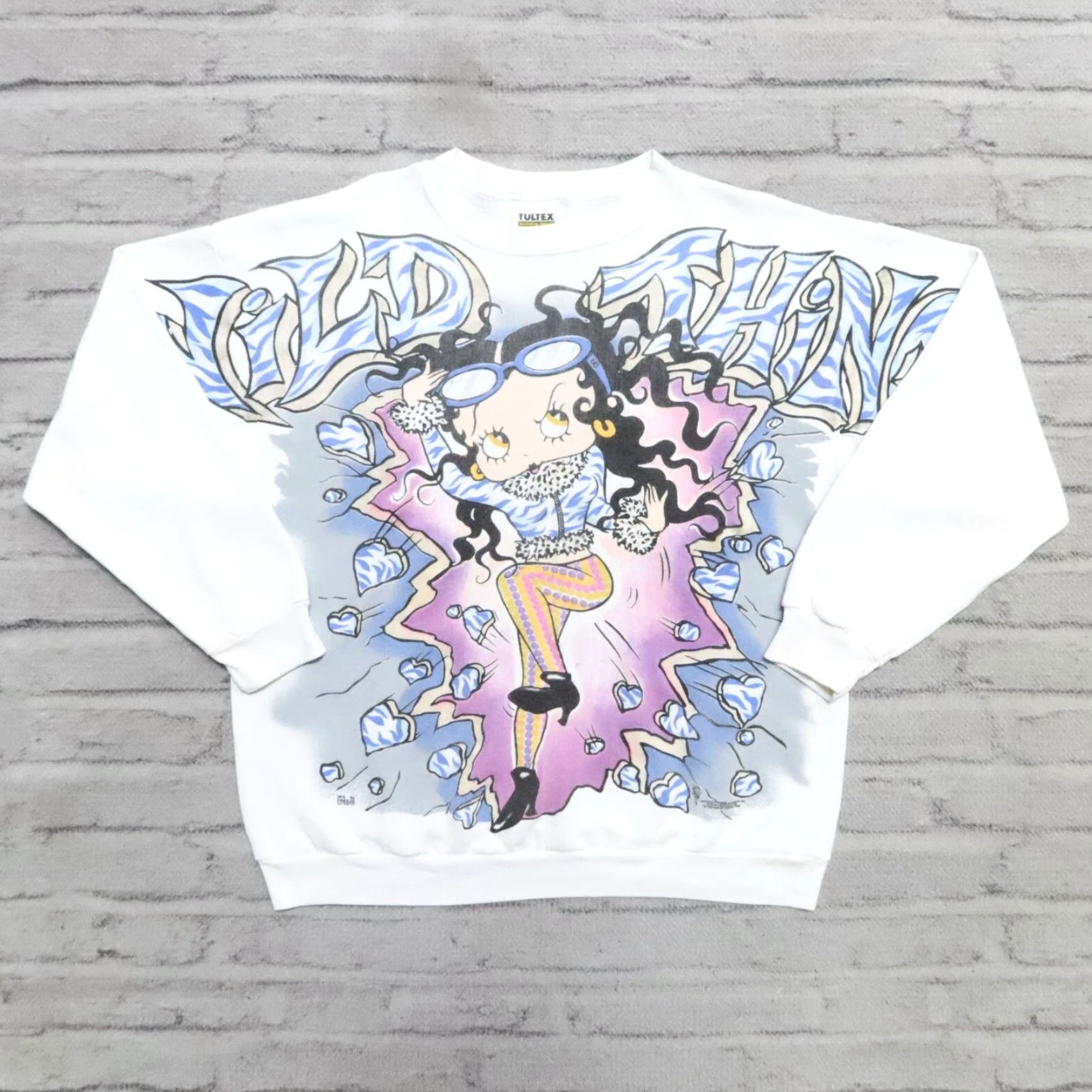 Tultex Vintage Betty Boop Wild Thing Crew Neck Sweatshirt L White Mens Shirt XS? Size US L / EU 52-54 / 3 - 2 Thumbnail