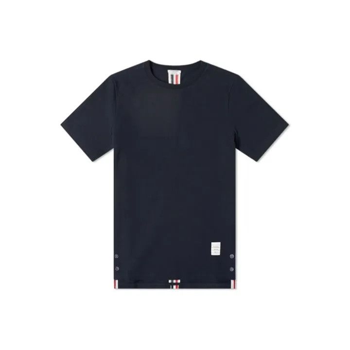 Thom Browne Navy Striped Cotton Short Sleeve T-Shirt 0079