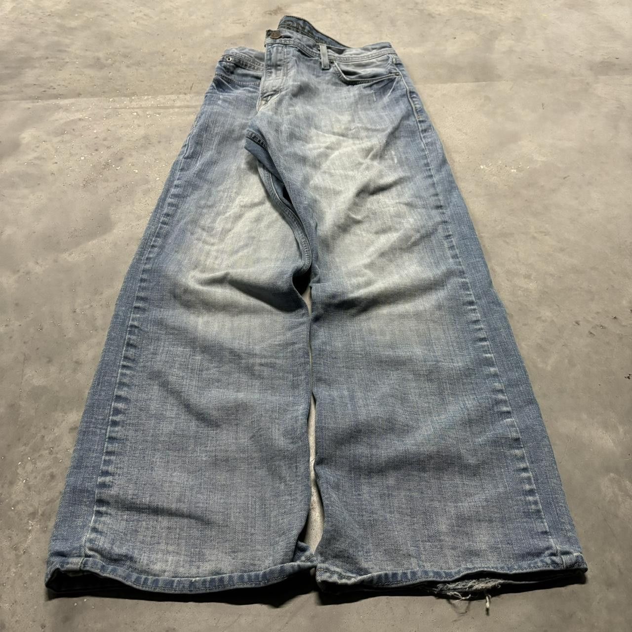 Japanese Brand × Vintage Crazy Vintage Y2K/2000s Faded Light Wash Skater Bootcut Denim Jeans! Size US 36 / EU 52 - 3 Thumbnail