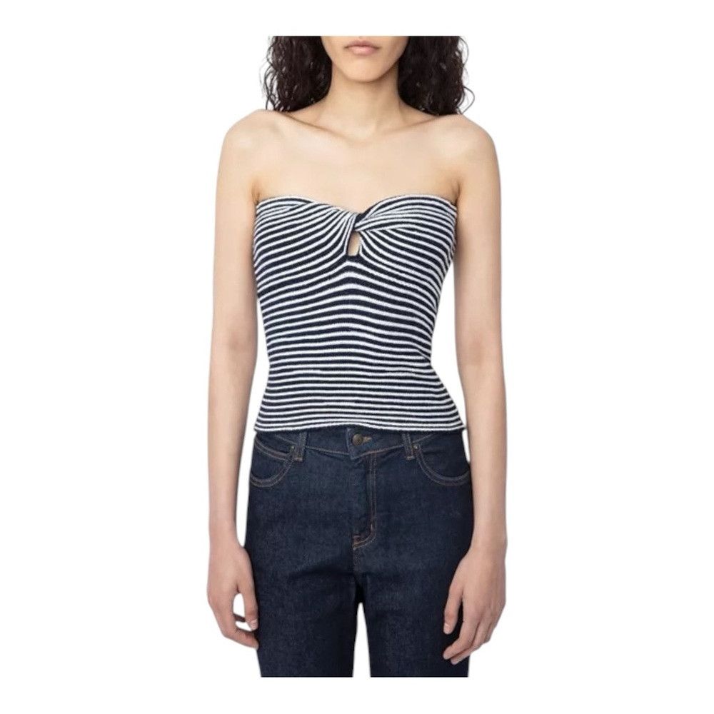 Zadig & Voltaire Zadig & Voltaire Twista Strapless Knit Top NWT Striped Wool Size L / US 10 / IT 46 - 1 Thumbnail