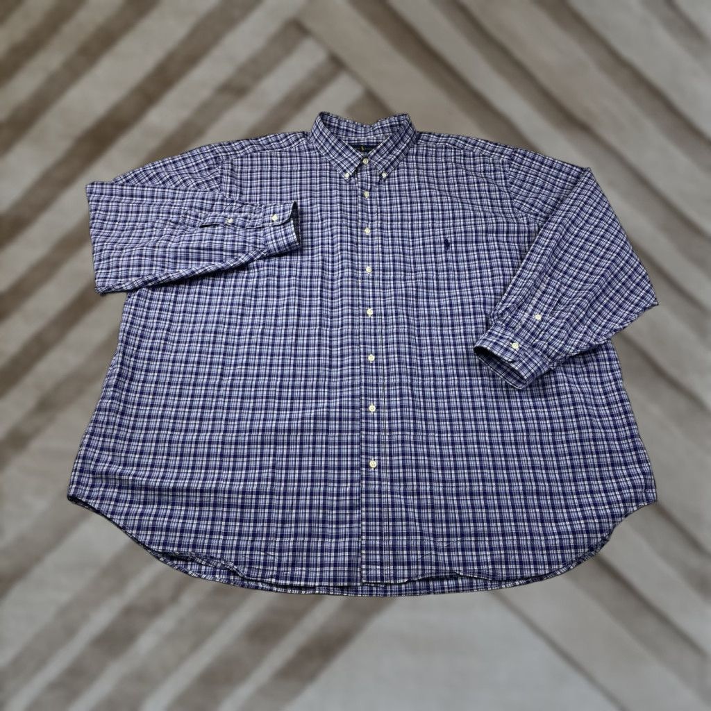 Polo Ralph Lauren Polo Ralph Lauren Shirt Mens 4XB Blue Plaid Long Sleeve Button Down Size US XXL / EU 58 / 5 - 1 Thumbnail