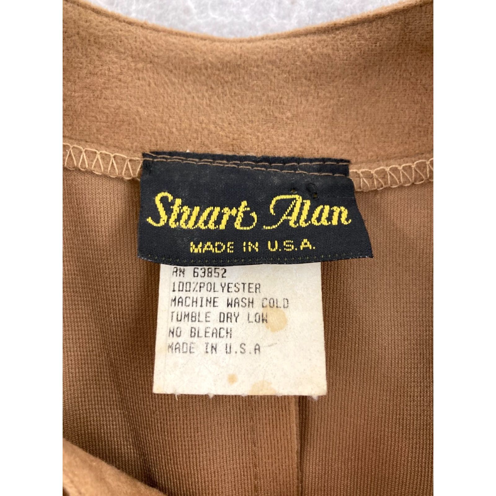 Vintage VTG Stuart Alen Dress Womens 12 Brown Polyester 1/4 Sleeve Belted Mid Length A-Line 3/4 Sleeve Crew Neck Vintage Womens Size XL / US 12-14 / IT 48-50 - 2 Thumbnail