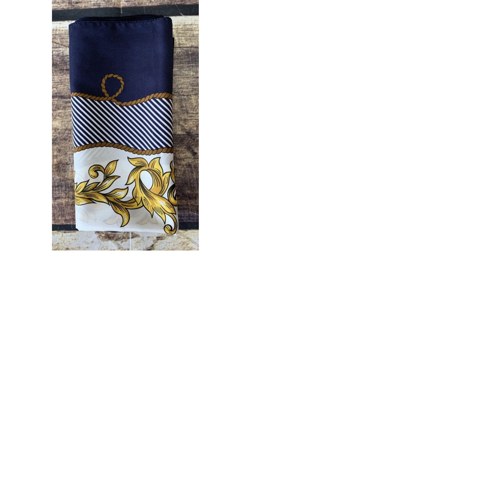Vintage Womens Scarf Nautical Navy Blue Compass Anchors Fashion Polyester Sheer 30 x 30 Size ONE SIZE - 9 Thumbnail