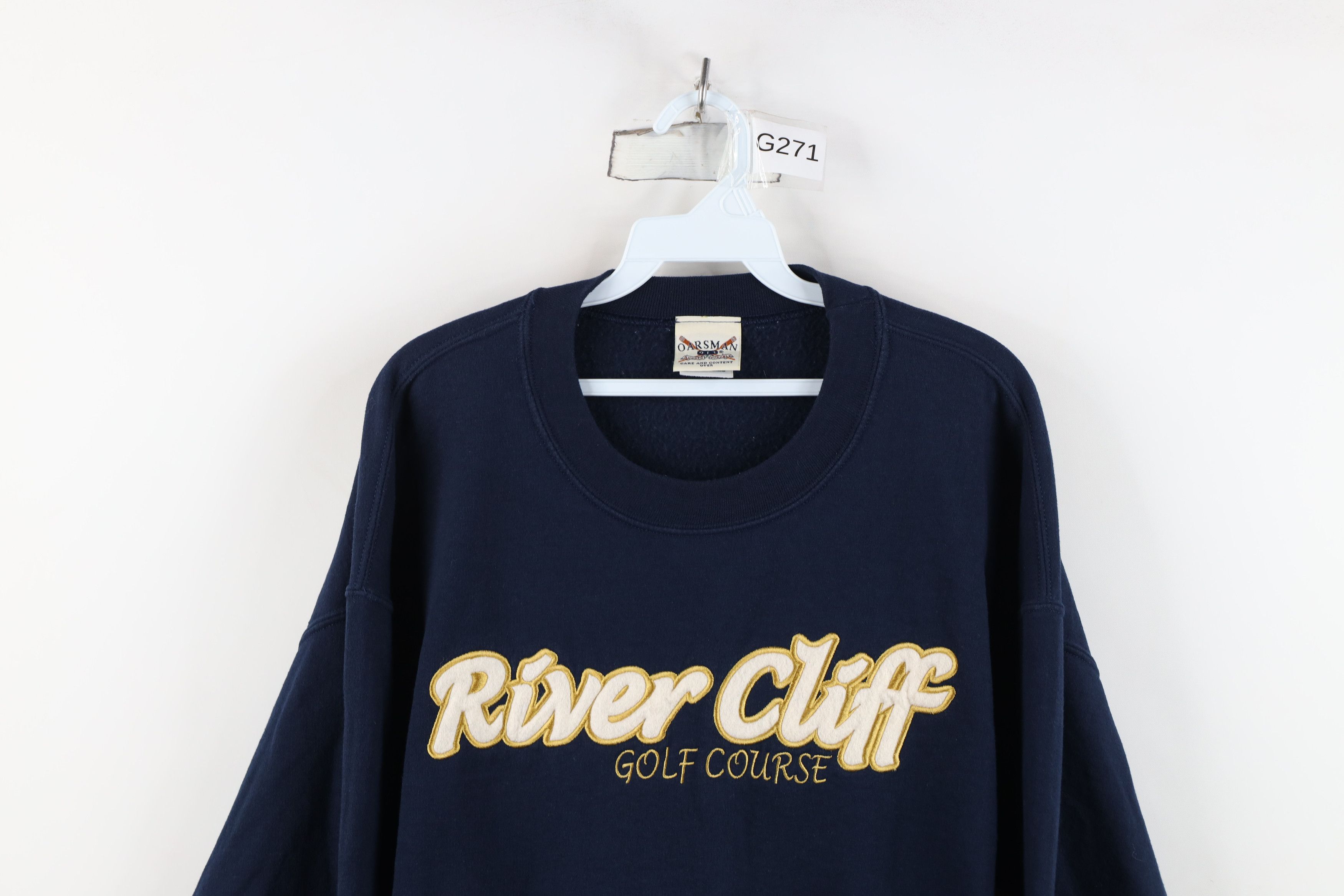 Vintage Vintage 90s River Cliff Golf Course Golfing Sweatshirt Blue Size US L / EU 52-54 / 3 - 2 Thumbnail