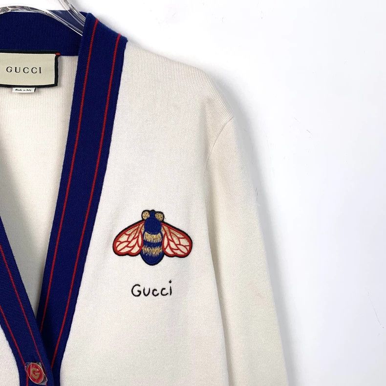 Gucci Gucci Beige bee embroidery cotton V-neck single-breasted lo Size US S / EU 44-46 / 1 - 3 Thumbnail