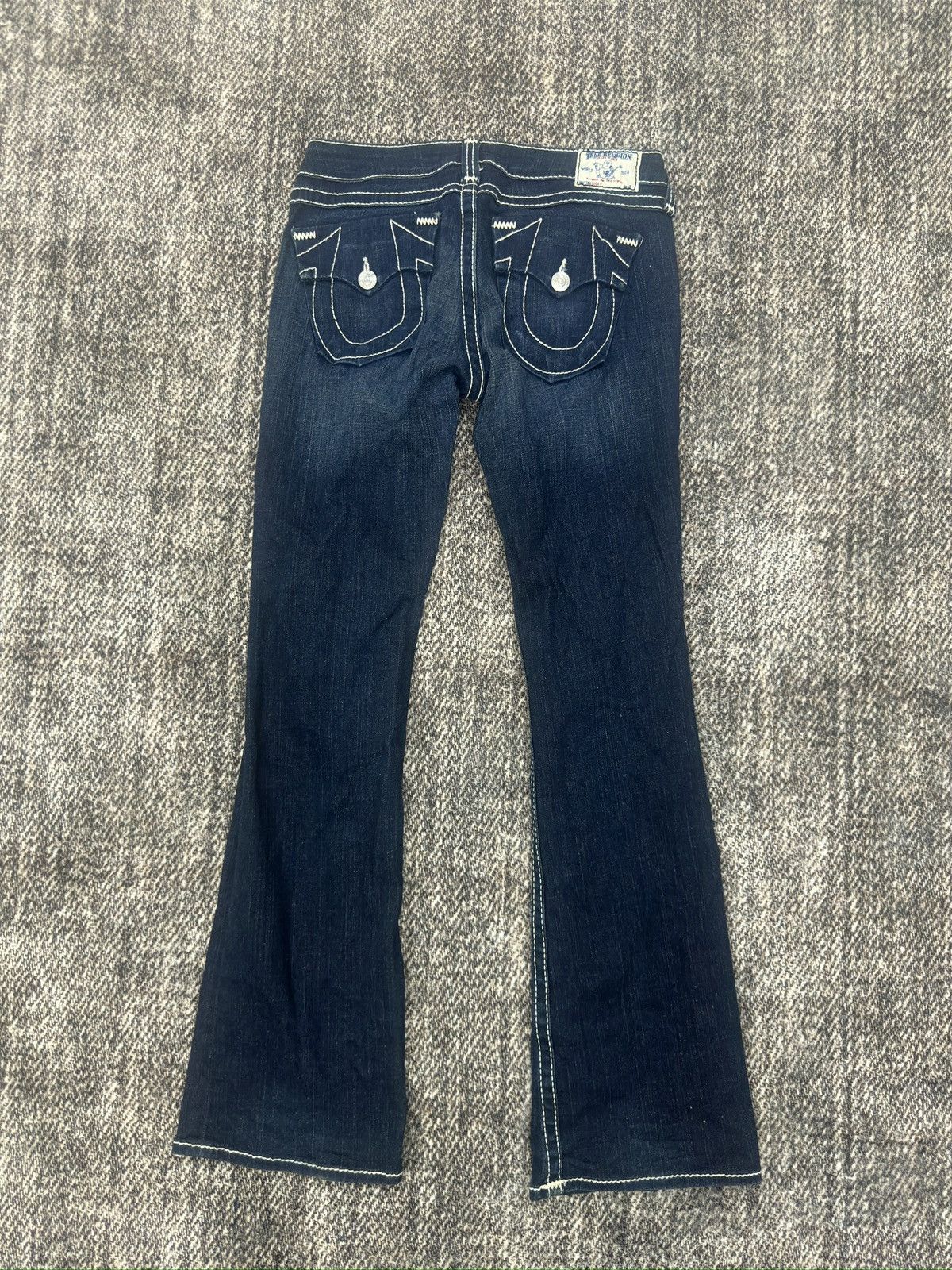 True Religion × Vintage Bootcut True Religion White Stich On Black Size US 33 - 6 Thumbnail