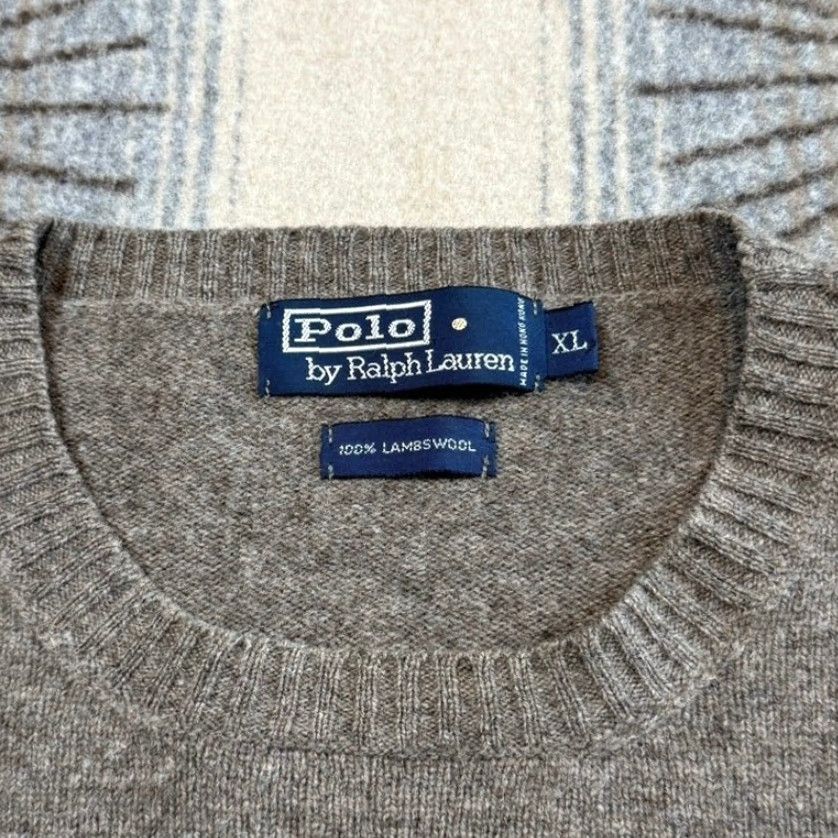 Polo Ralph Lauren VINTAGE Polo Ralph Lauren Pullover Sweater XL Brown Lambswool Embroidered 90s Men Regular Knit Size US XL / EU 56 / 4 - 2 Thumbnail