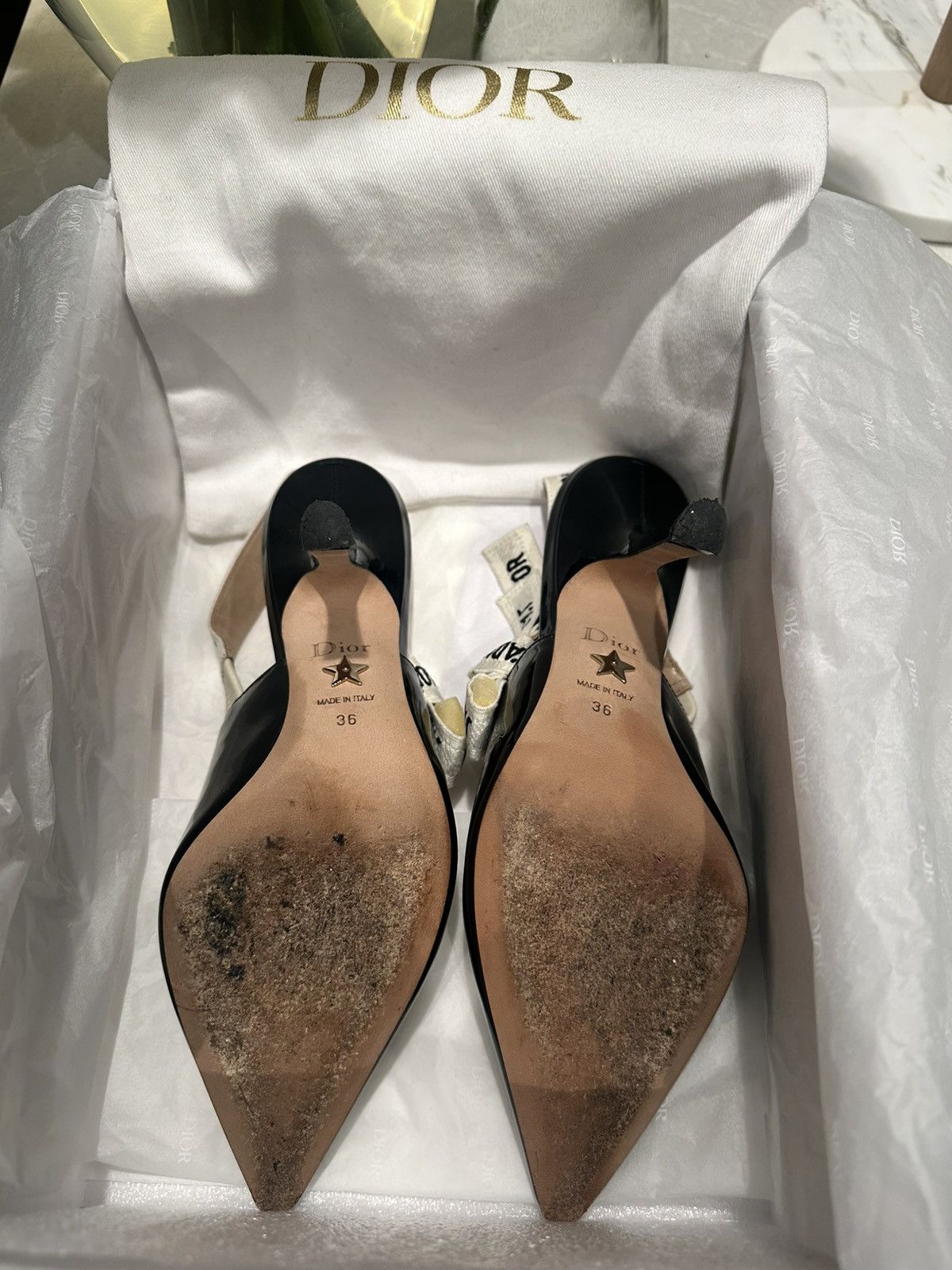Dior Dior Black Patent Leather Slingback Pumps Size US 6 / IT 36 - 8 Thumbnail