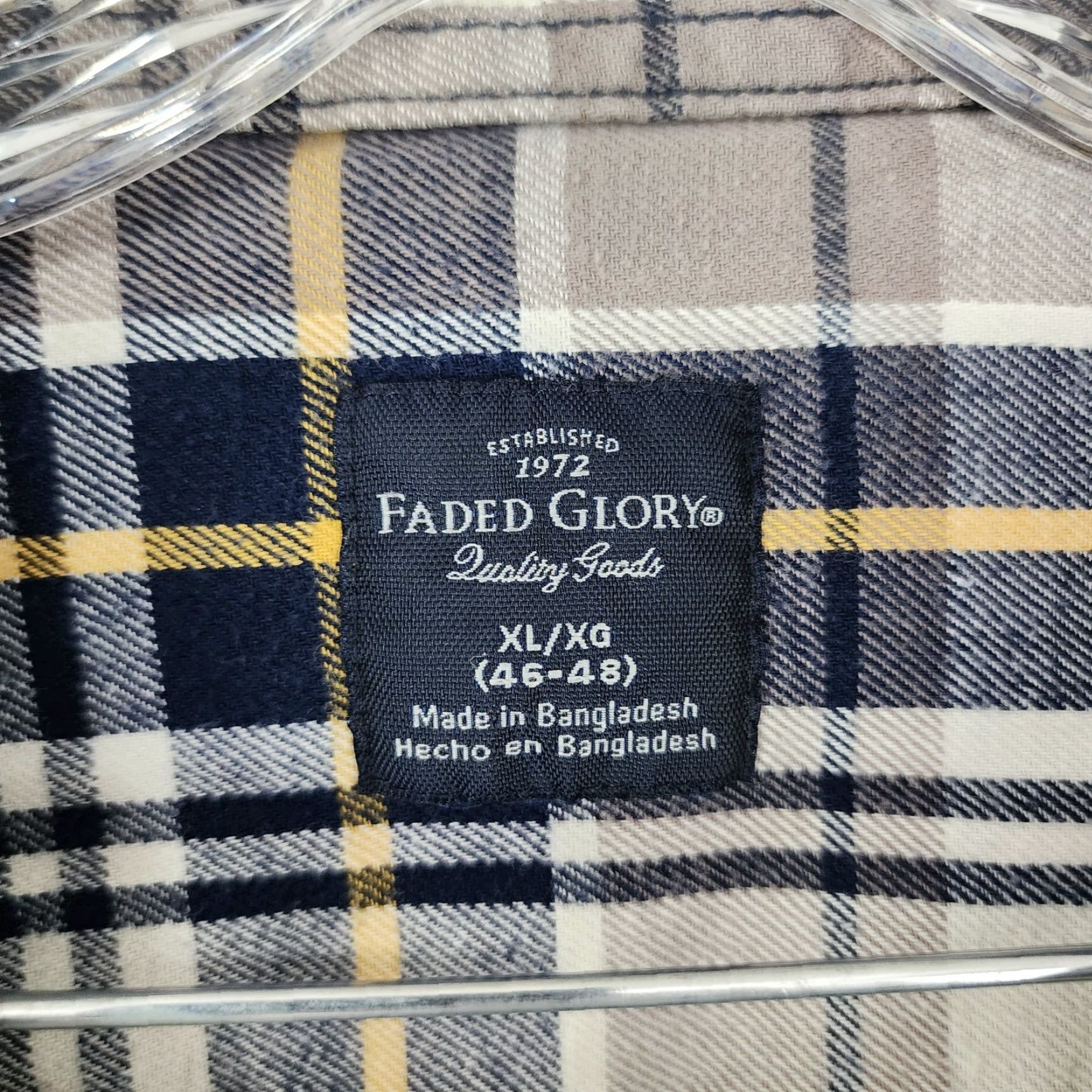 Faded Glory VINTAGE Faded Glory Button-Up Shirt Mens Flannel Plaid Long Sleeve XL Beige Blue Size US XL / EU 56 / 4 - 4 Thumbnail