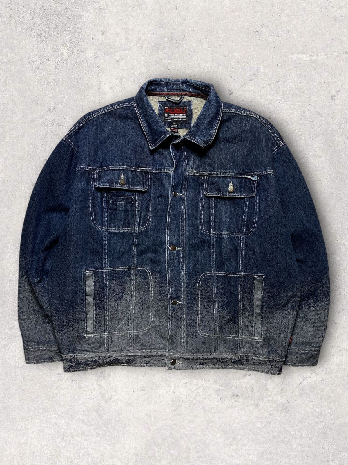 Fubu Fubu Collection blue denim jacket big rap baggy JNCO Size US XXL / EU 58 / 5 - 2 Thumbnail
