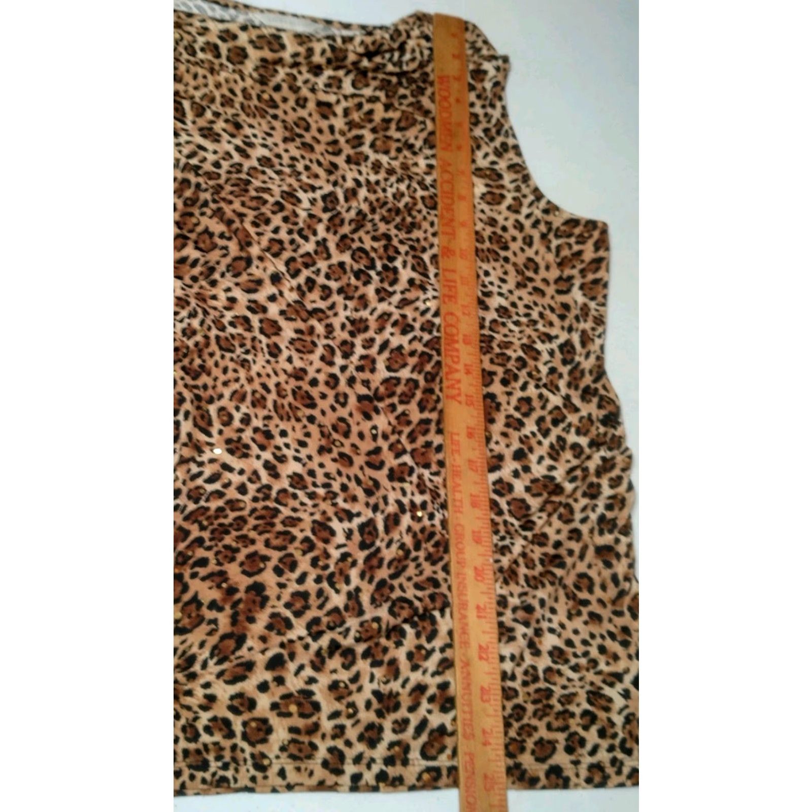 Laura Ashley Laura Ashley Shirt Women XL Sleeveless Brown Cat Cheetah Leopart Print Sequins Size XL / US 12-14 / IT 48-50 - 6 Thumbnail