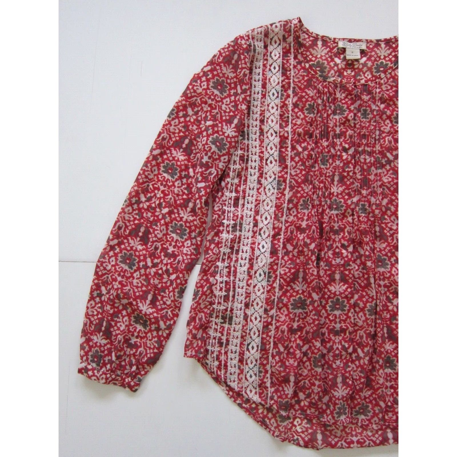 Lucky Brand Lucky Brand Red Embroidered Paisley Long Sleeve Button Down Blouse S Womens Size S / US 4 / IT 40 - 7 Thumbnail