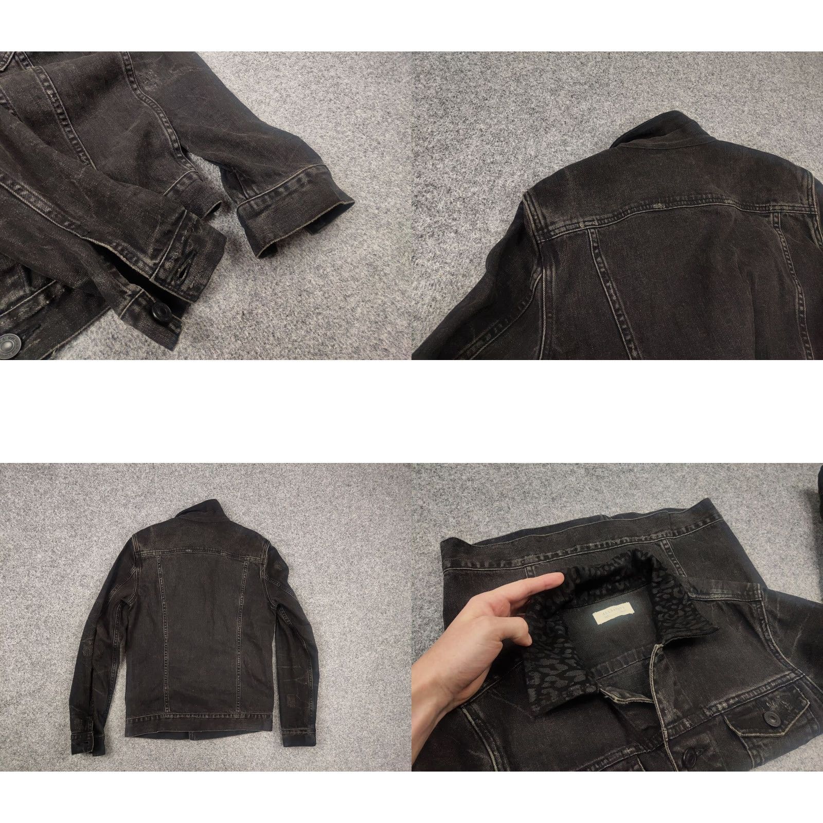 Allsaints VINTAGE Allsaints donlington Distressed Denim Jacket Washed Black Size US S / EU 44-46 / 1 - 8 Thumbnail