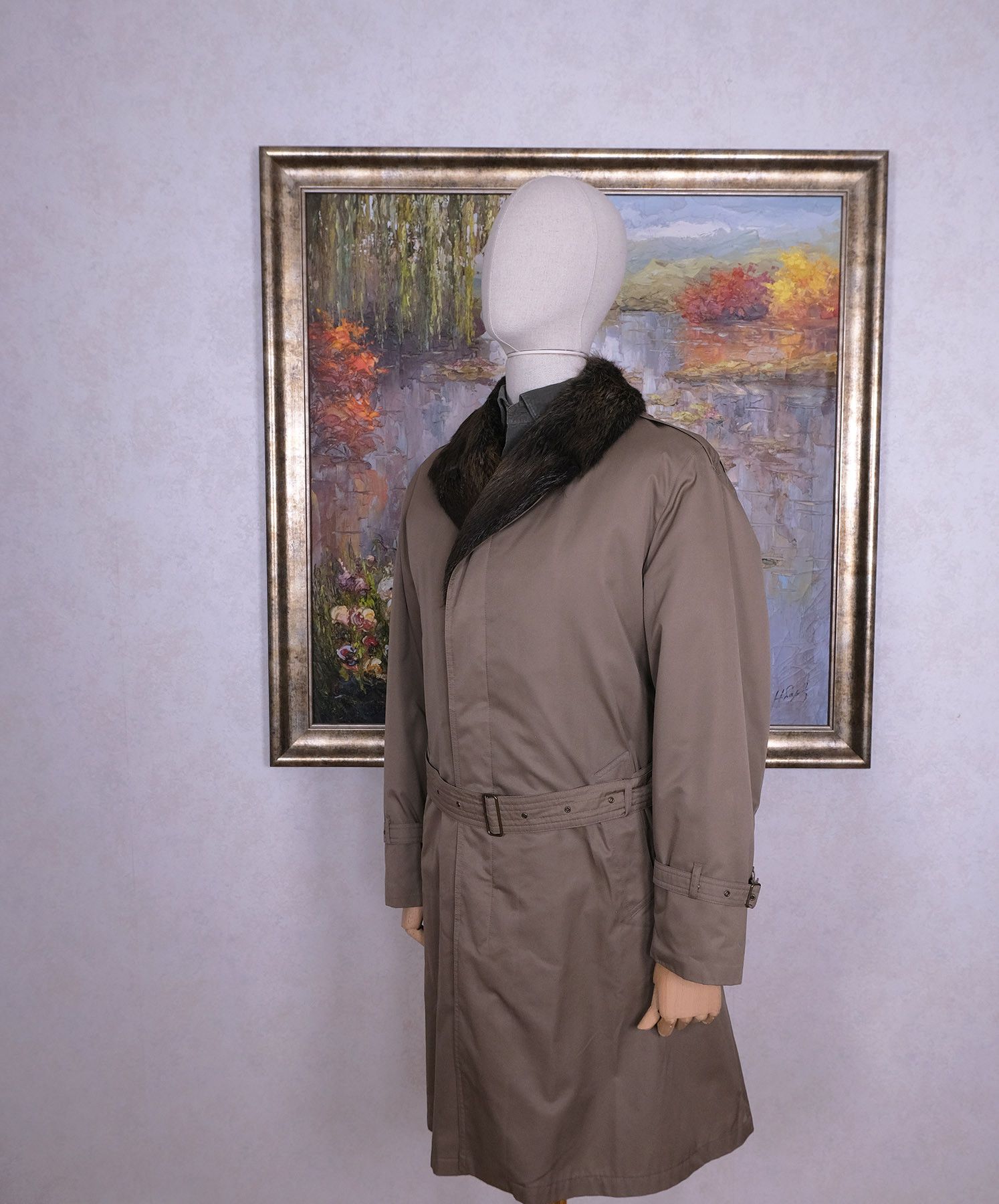 Other Furscandia, Tan Trench Coat, Size 40, Fur Lined Size US M / EU 48-50 / 2 - 3 Thumbnail
