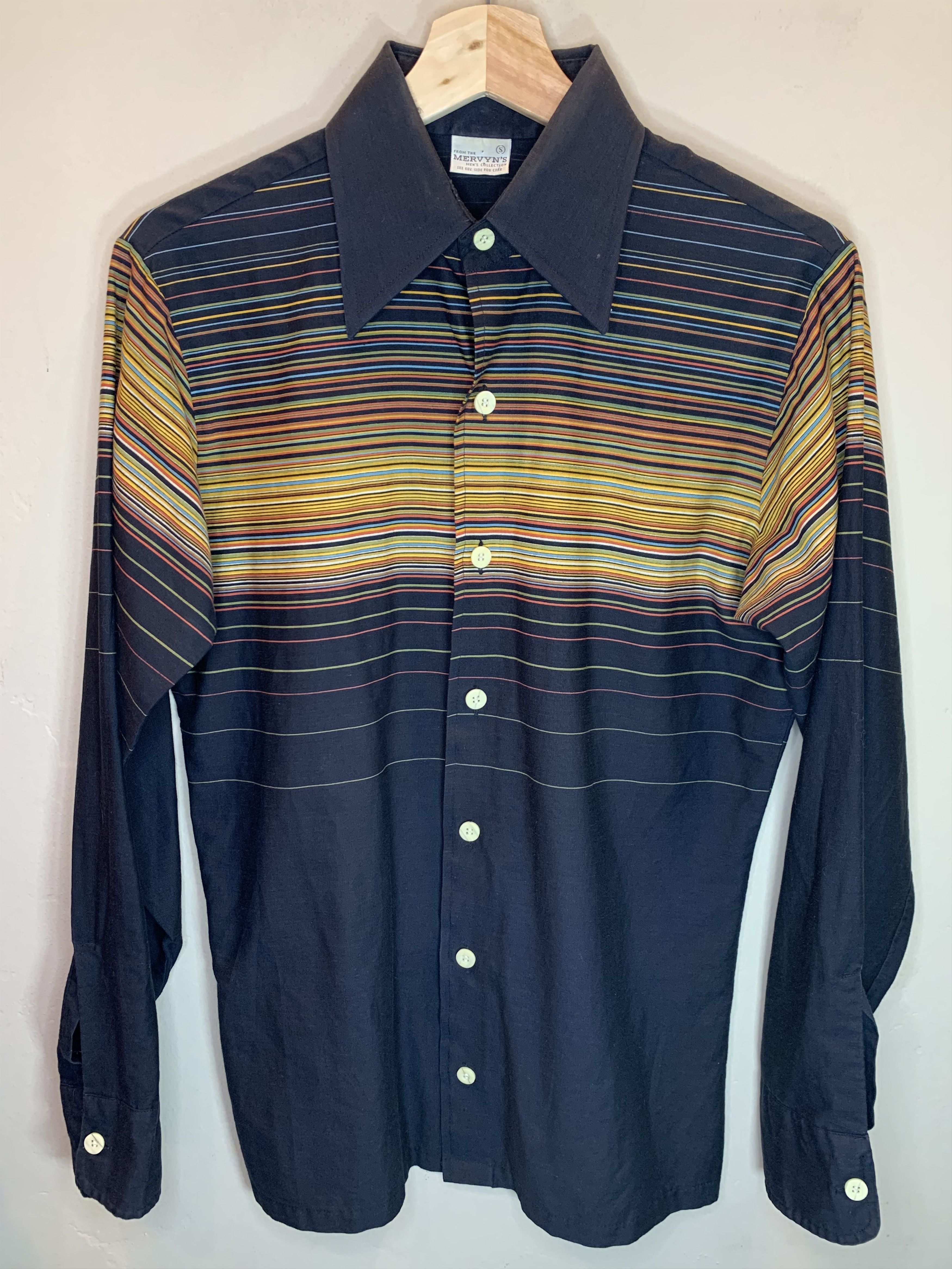 Vintage *RARE* Vintage 70’s Mervyn’s Gradient Stripe Button Shirt Size US S / EU 44-46 / 1 - 1 Thumbnail