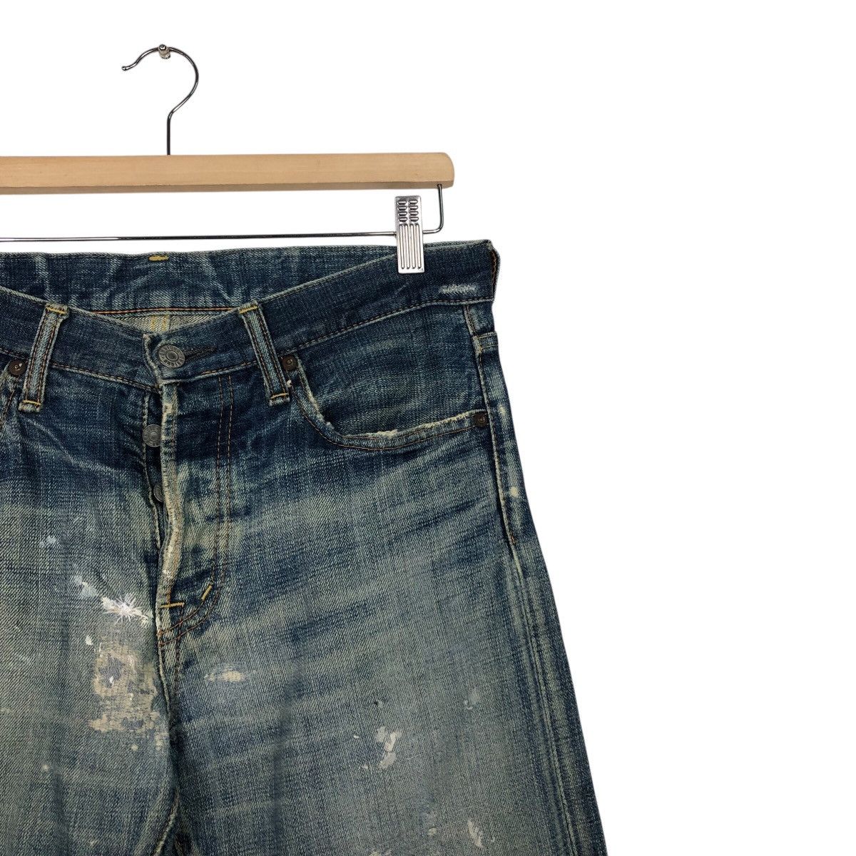 OMNIGOD Omnigod Japanese Selvedge Distressed Faded Indigo Denim Rare Size US 32 / EU 48 - 7 Thumbnail