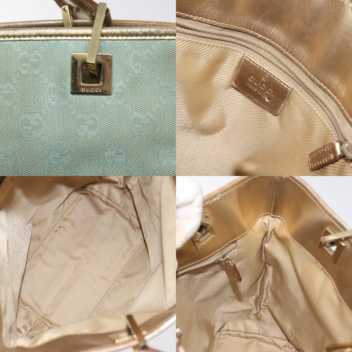 Gucci GUCCI GG Canvas Tote Bag Nylon Peppermint Gold 002 002 Size ONE SIZE - 11 Thumbnail