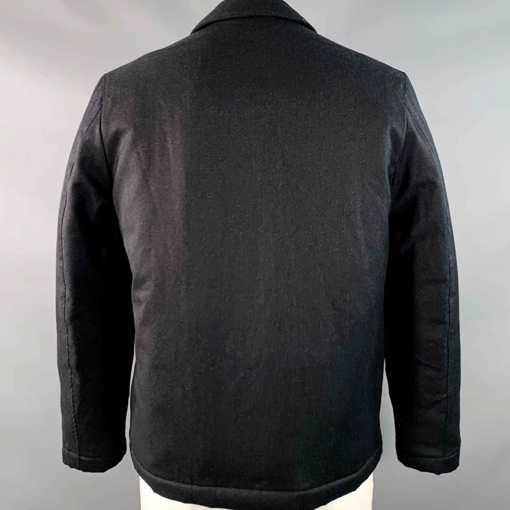 Sunspel SUNSPEL L Grey Charcoal Wool Button Up Coat Men Size US L / EU 52-54 / 3 - 3 Thumbnail